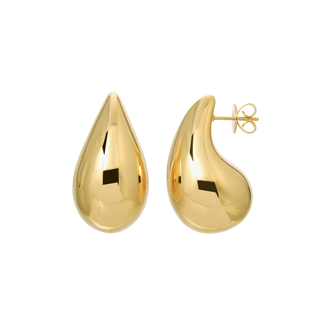 14K GOLD LARGE GOLD SCULPTURAL EARRINGS