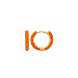14K SOLID GOLD ORANGE ENAMEL HUGGIE EARRINGS