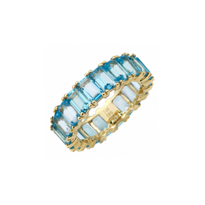 14K YELLOW GOLD BLUE TOPAZ ETERNITY BAND