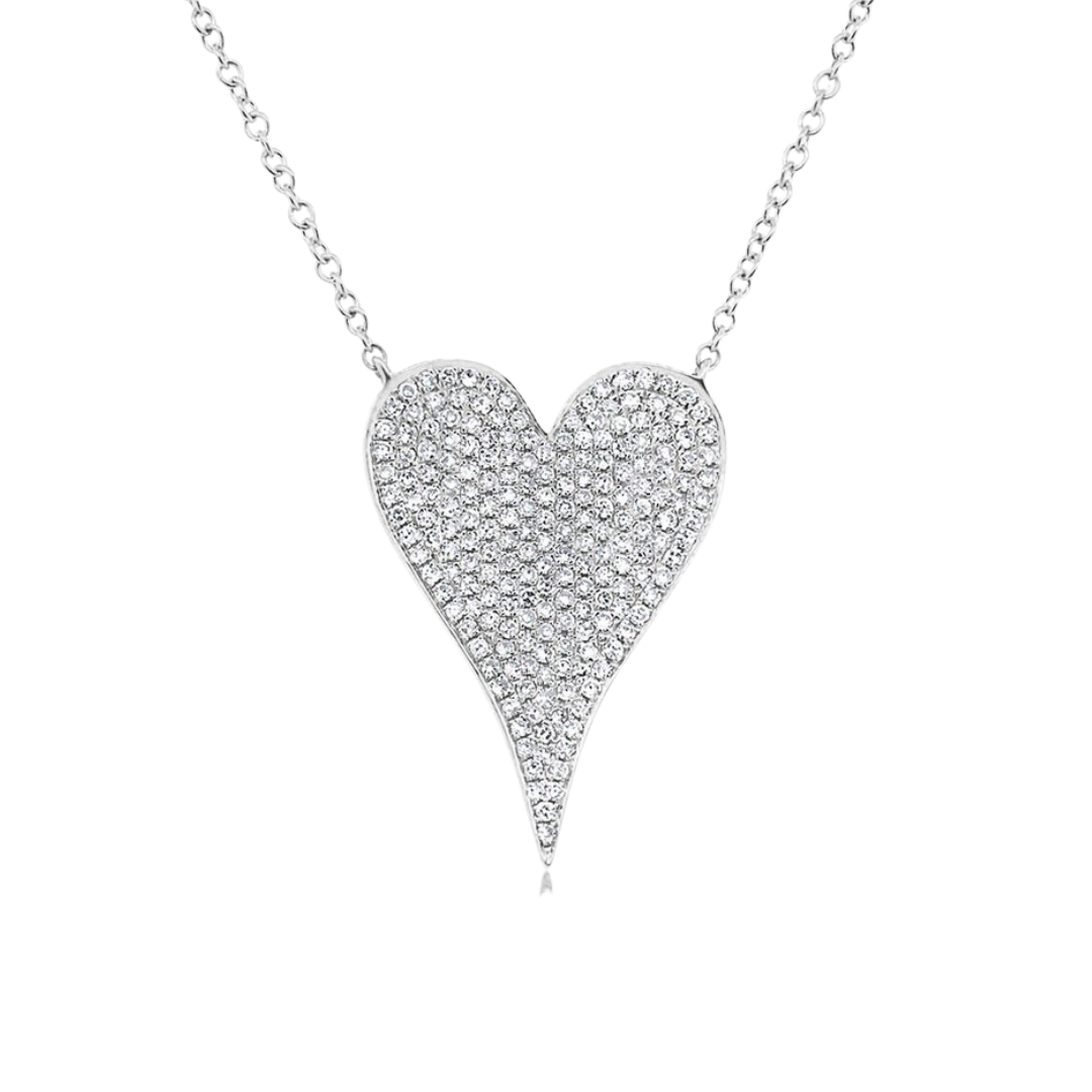 LARGE DIAMOND HEART NECKLACE IN 14K WHITEGOLD