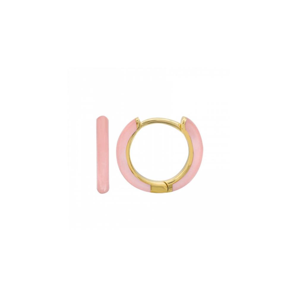 14K GOLD ENAMEL HUGGIES  IN BLUSH PINK