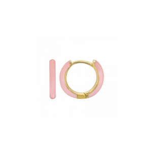 14K GOLD ENAMEL HUGGIES  IN BLUSH PINK