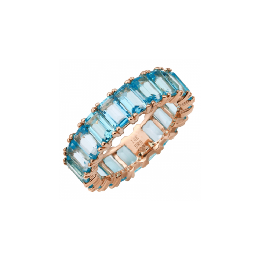 14K ROSE GOLD BLUE TOPAZ ETERNITY BAND