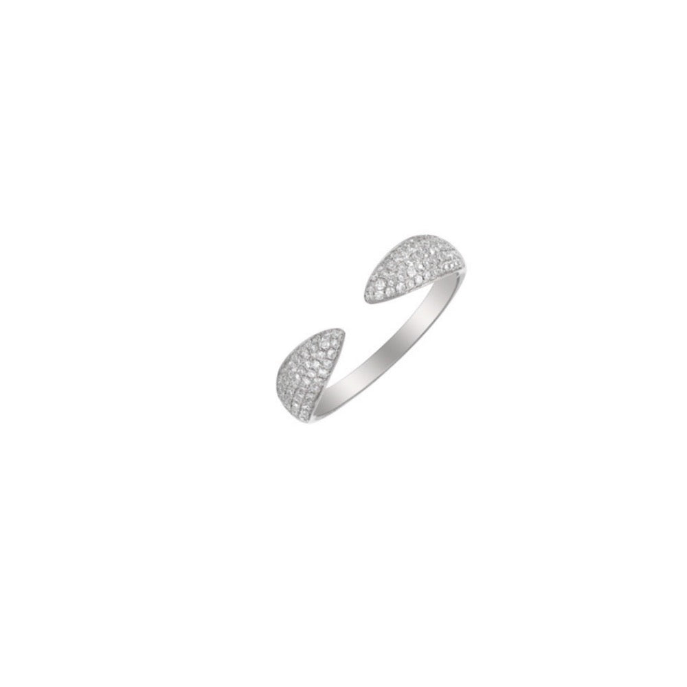 14K GOLD AND DIAMOND LARGE CLAW RING WHITE GOLD