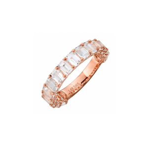 SMALL ROSE GOLD WHITE TOPAZ EMERALD CUT 3/4 BAND