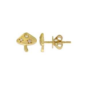 14K GOLD AND DIAMOND MUSHROOM STUDS