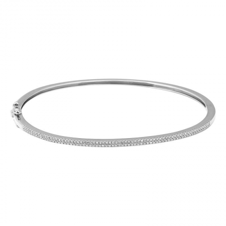 14K White Gold Petite Pavé Diamond Bangle