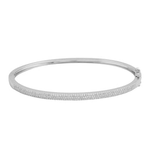 14K White Gold Small Pavé Diamond Bangle