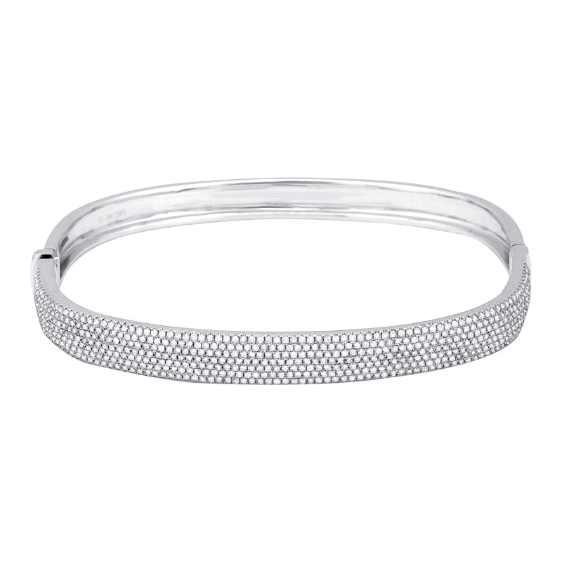 14K White Gold Large Pavé Diamond Bangle