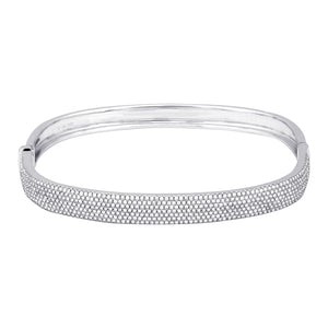 14K White Gold Large Pavé Diamond Bangle