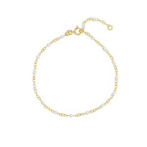 14K GOLD CHAIN WITH ENAMEL BEAD BRACELET