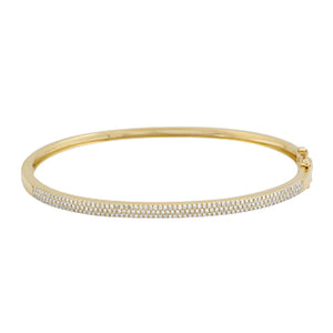 14K Yellow Gold Small Pavé Diamond Bangle