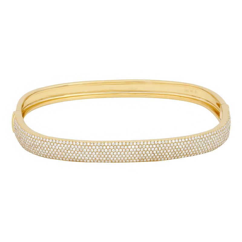 14K Yellow Gold Large Pavé Diamond Bangle