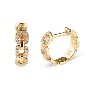 solid gold chain link earrings with diamonds