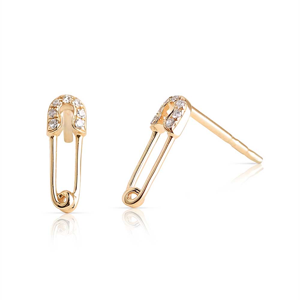 Diamond Safety Pin Studs