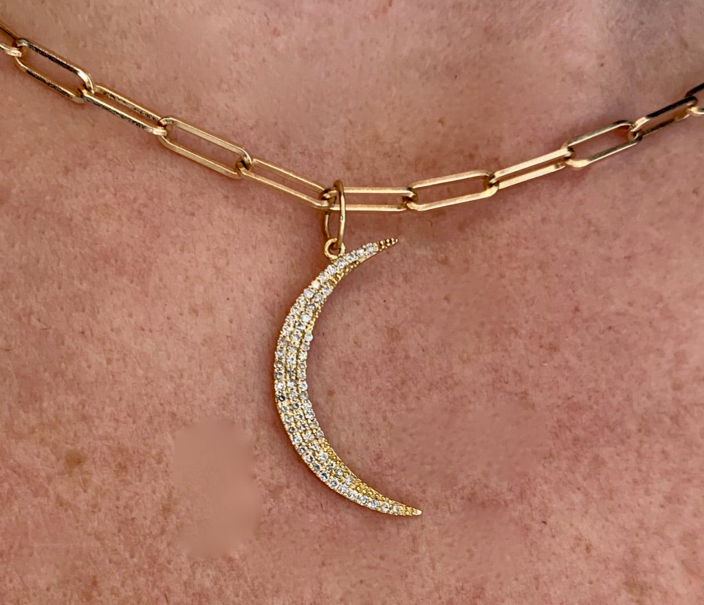 MEDIUM DIAMOND CRESCENT MOON CHARM