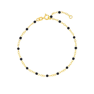 14K GOLD CHAIN WITH ENAMEL BEAD BRACELET