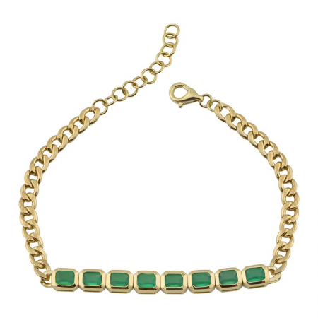 14K GOLD AGATE CUBAN LINK BRACELET