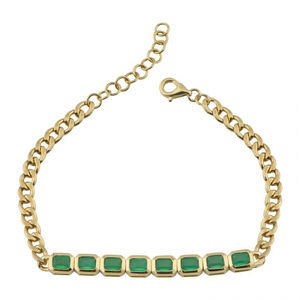 14K GOLD AGATE CUBAN LINK BRACELET