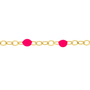 14K GOLD CHAIN WITH ENAMEL BEAD BRACELET