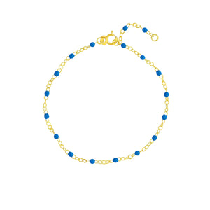 14K GOLD CHAIN WITH ENAMEL BEAD BRACELET