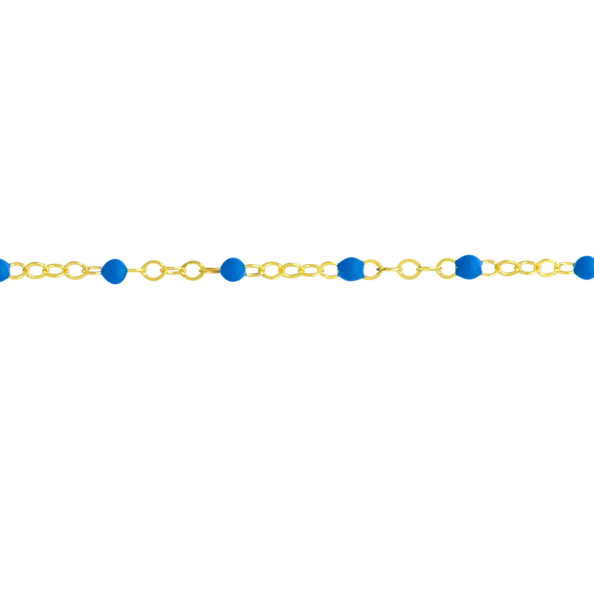 14K GOLD ROLO CHAIN WITH ENAMEL BEAD ANKLET