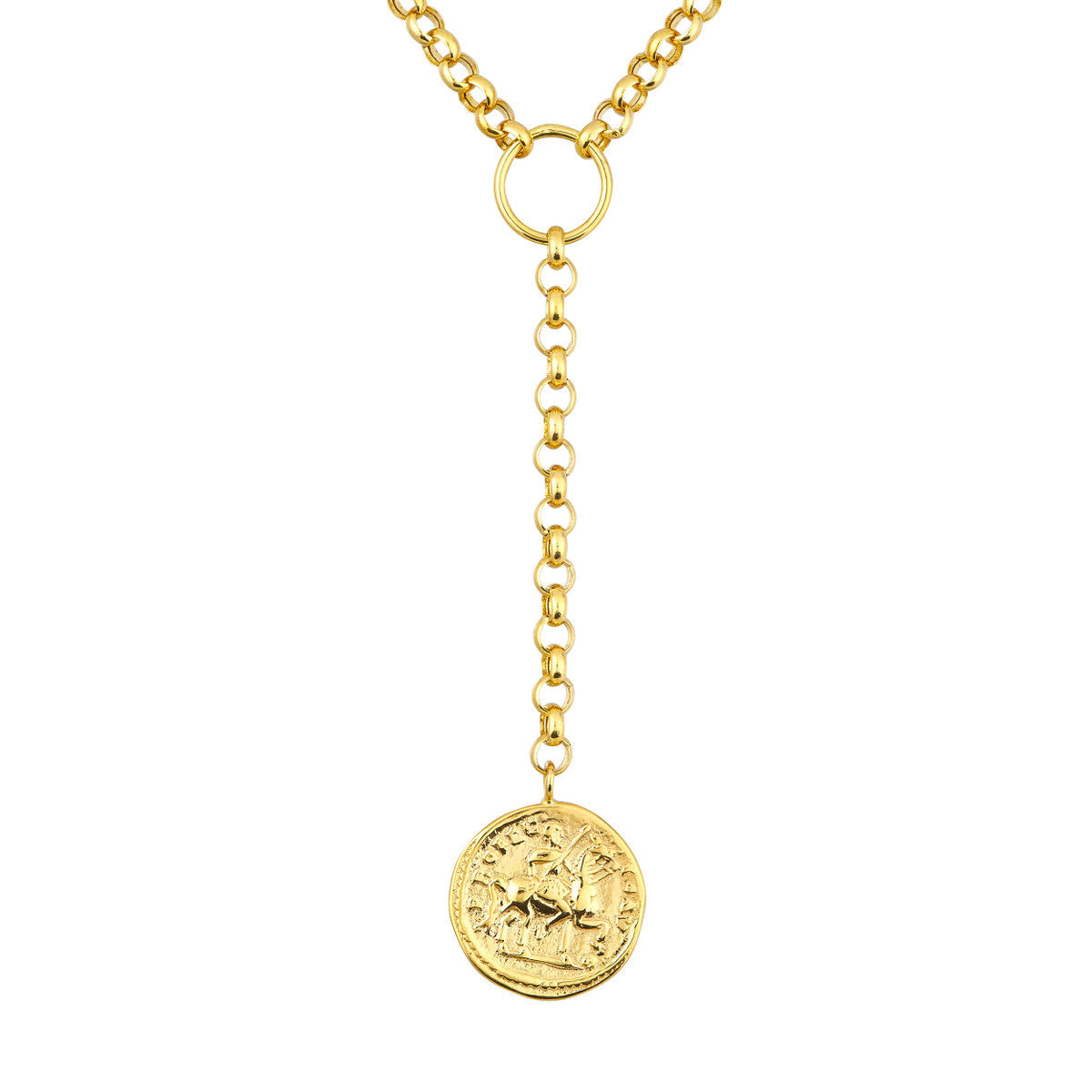 14K GOLD COIN LARIAT NECKLACE