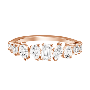 18K Rose Gold  Mixed Shape Diamond  Band Ring