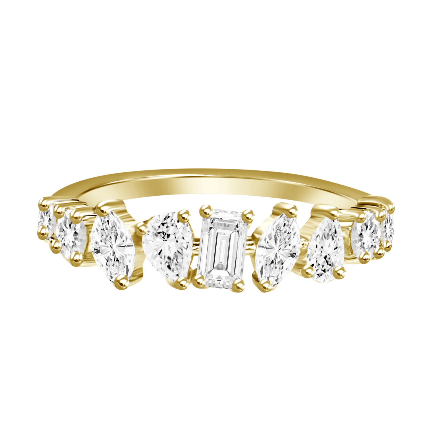 18K Yellow Gold Diamond Multishaped ring 