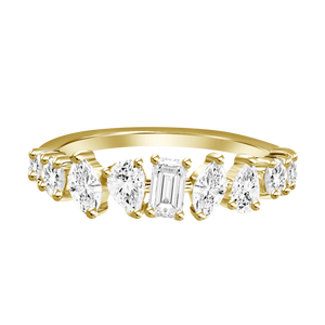 18K Yellow Gold Diamond Multishaped ring 