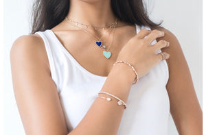 TURQUOISE AND DIAMOND HEART NECKLACE