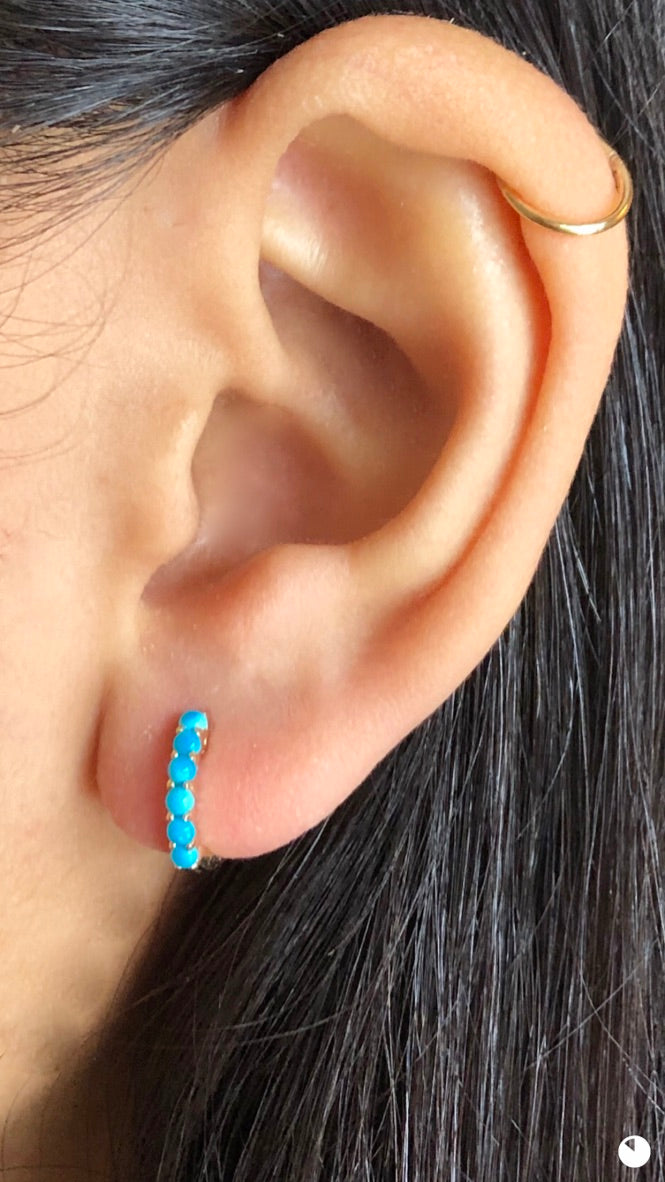 TURQUOISE HUGGIE EARRINGS