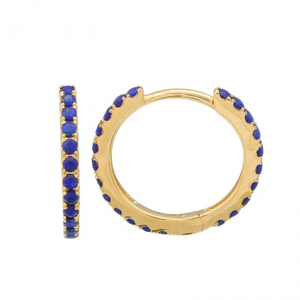 14K GOLD LAPIS LAZULI HUGGIE EARRING
