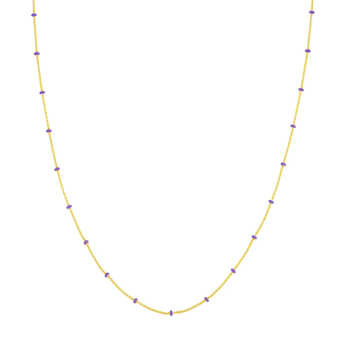 14K GOLD ROLO CHAIN WITH ENAMEL BEADS