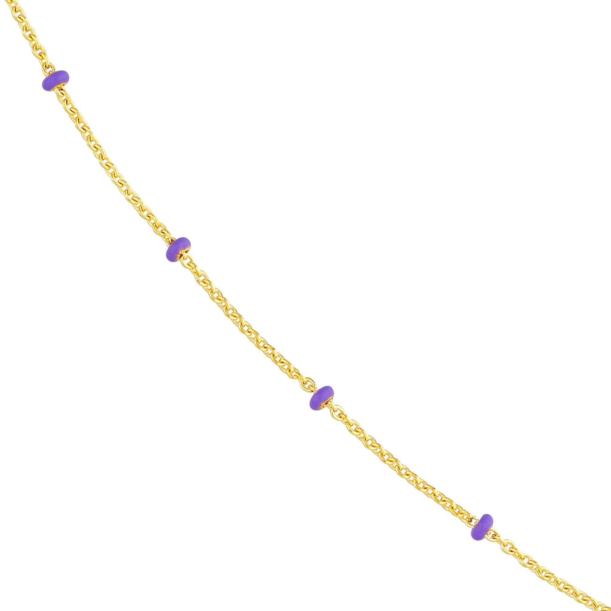 14K GOLD ROLO CHAIN WITH ENAMEL BEADS