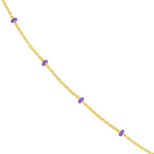 14K GOLD ROLO CHAIN WITH ENAMEL BEADS