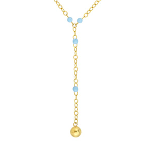 14K GOLD LARIAT WITH ENAMEL BEADS