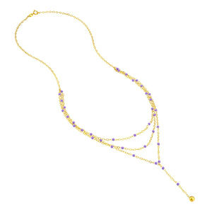 14K GOLD LAVENDER WITH ENAMEL BEADS