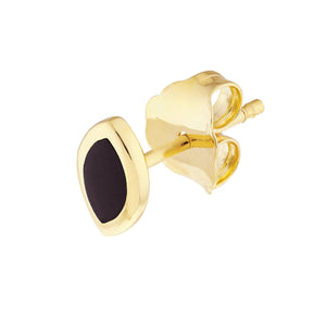 14K GOLD ENAMEL  MARQUISE STUD EARRINGS