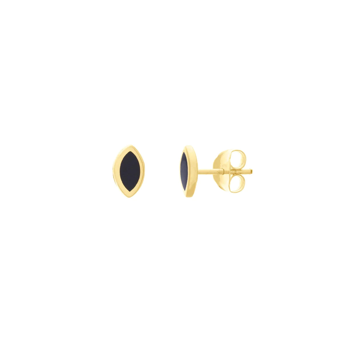 14K GOLD ENAMEL  MARQUISE STUD EARRINGS