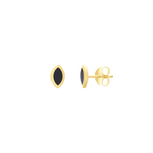 14K GOLD ENAMEL  MARQUISE STUD EARRINGS