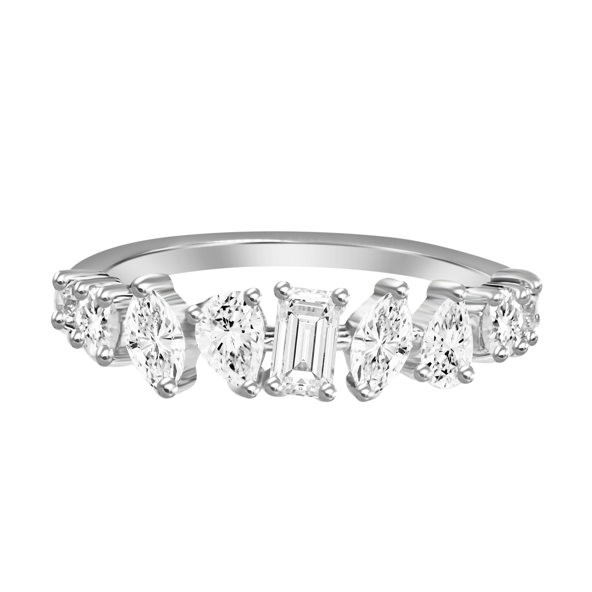 18K White Gold Diamond Mismatched Band