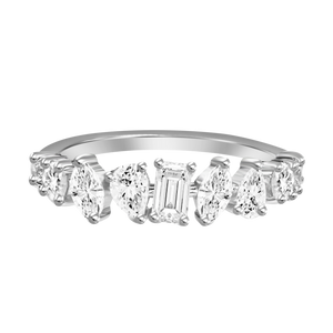18K White Gold Diamond Mismatched Band