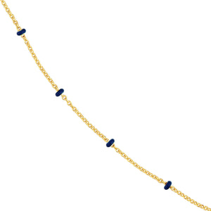 14K GOLD ROLO CHAIN WITH ENAMEL BEADS