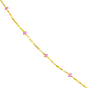 14K GOLD ROLO CHAIN WITH ENAMEL BEADS14K GOLD ROLO CHAIN WITH ENAMEL BEADS