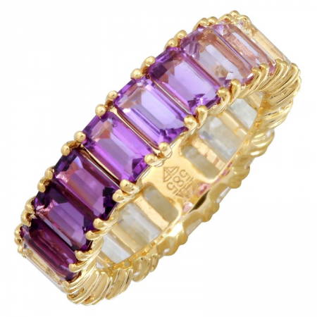 14K Gold Purple Ombre Amethyst Ring