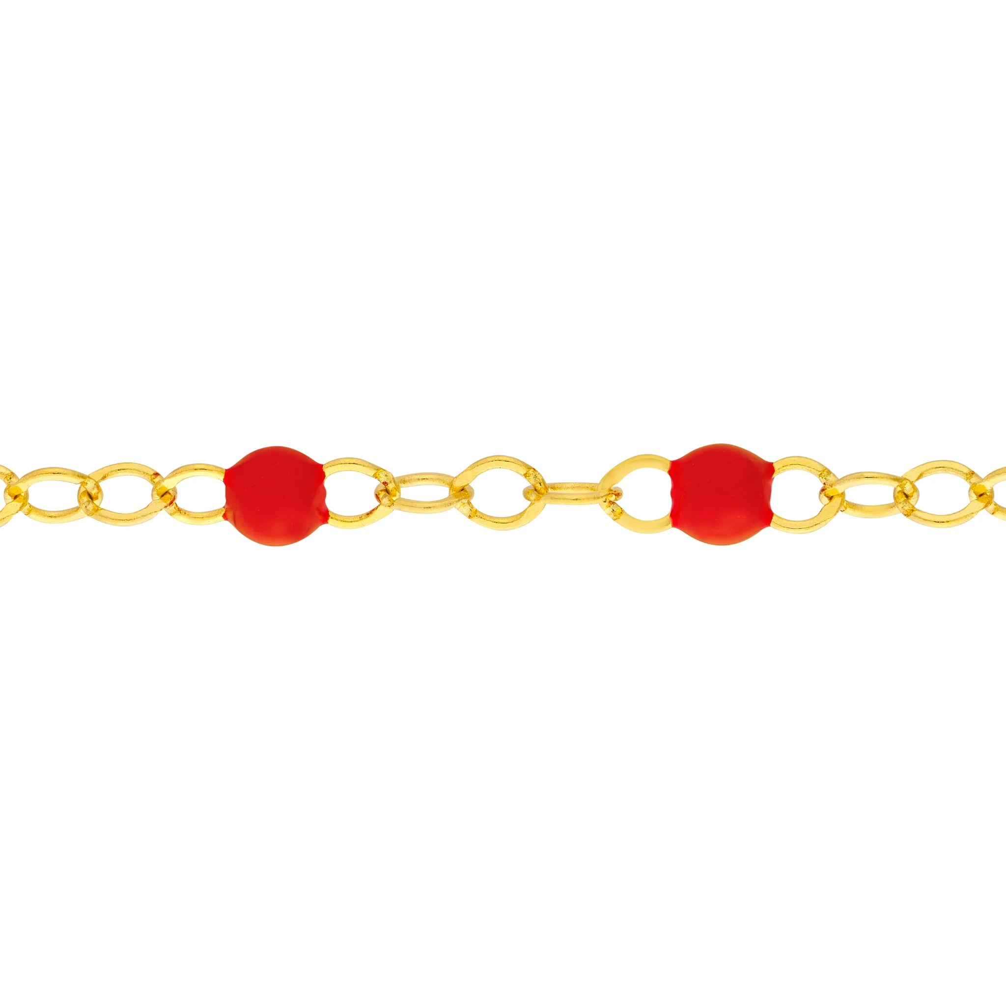 14K GOLD CHAIN WITH ENAMEL BEAD BRACELET