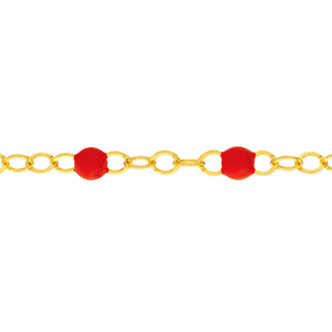 14K GOLD CHAIN WITH ENAMEL BEAD BRACELET