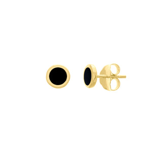 14K GOLD ENAMEL ROUND STUD EARRINGS
