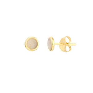 14K GOLD ENAMEL ROUND STUD EARRINGS